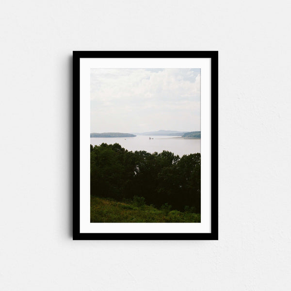 A framed fine art photography print featuring the Hudson River in New York.