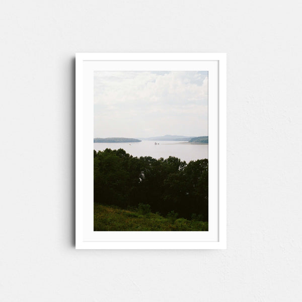 A framed fine art photography print featuring the Hudson River in New York.