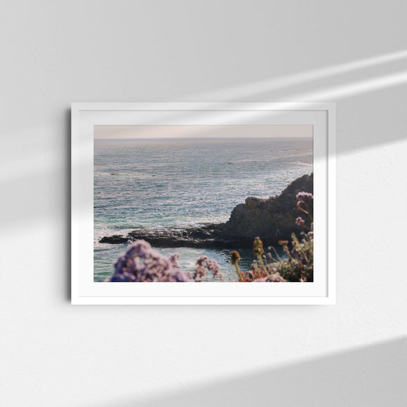 A framed fine art photography print featuring the Laguna Beach coastline.
