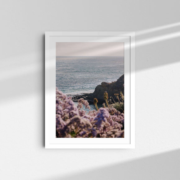A framed fine art photography print featuring the Laguna Beach coastline in California.