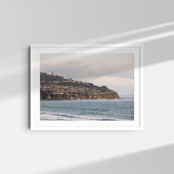 A framed fine art photography print featuring the coastline of Redondo Beach, California.